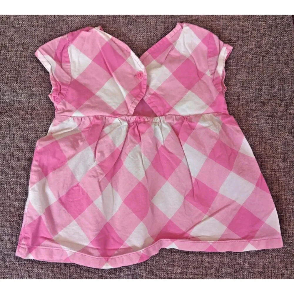 Carters Shirt Size 24 Months Girls Pink White Plaid Sleeveless Semi Open Back